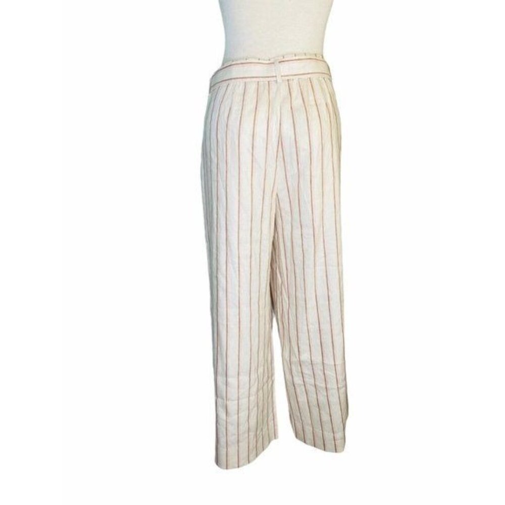 J. jill Linen Stretch Wide Leg Pants Culottes in Barleymult Color Linen Sz M NWT - Picture 12 of 16